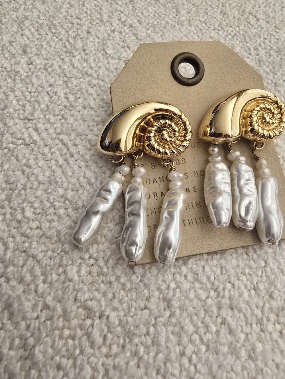NWT! Anthropologie, Metallic Shell Pearl Drop Earrings, MSRP $48